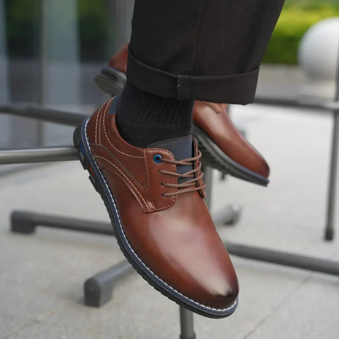 Zapatos Ortopédicos De Cuero Oxford Lisse™ con Suela Negra